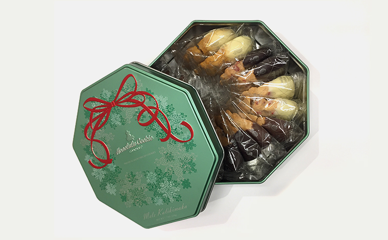 クリスマスの贈り物にぜひ！ホノルル・クッキー・カンパニーメレ・ギフト缶（14個入）＄15.95<br />
