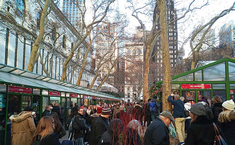 ブライアントパークのクリスマスマーケットはセンスの良い品揃えに定評あり。