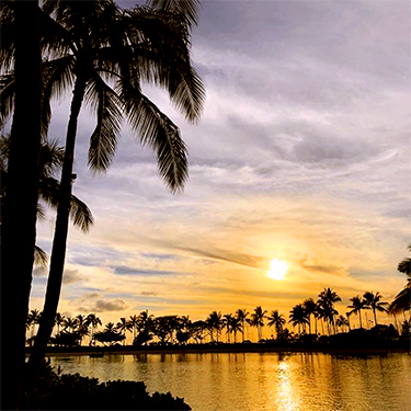 ヒルトン・ハワイアン・ビレッジのラグーンの夕日
