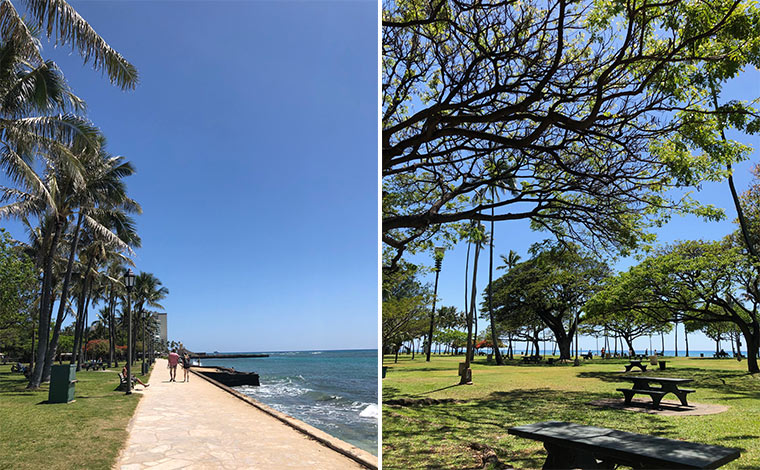 ワイキキの東側にあるクイーンズビーチ。