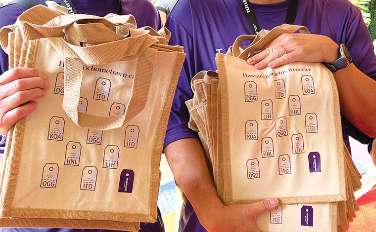 今年のメイド・イン・ハワイ・フェスティバルでは、参加者にエコバッグが配布された。ハワイの空港名が入ったタグデザインがお洒落。