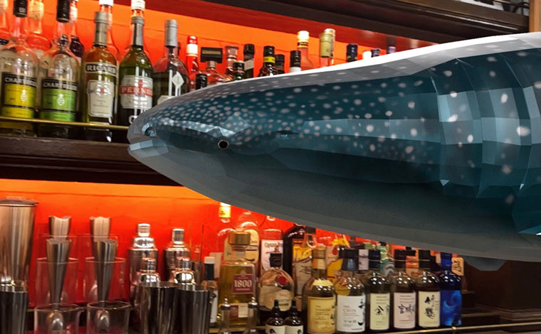 バーに来店したARジンベエザメ