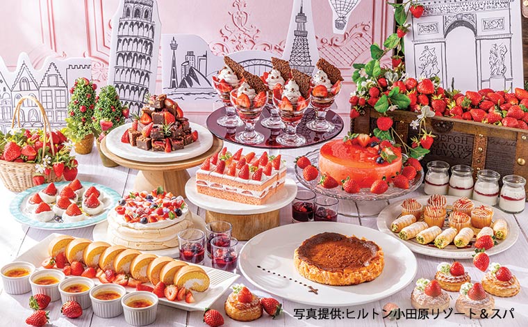 ヒルトン小田原リゾート＆スパのストロベリースイーツビュッフェ 2024 「Strawberry Sweet Voyage 世界を巡る苺スイーツ旅 」