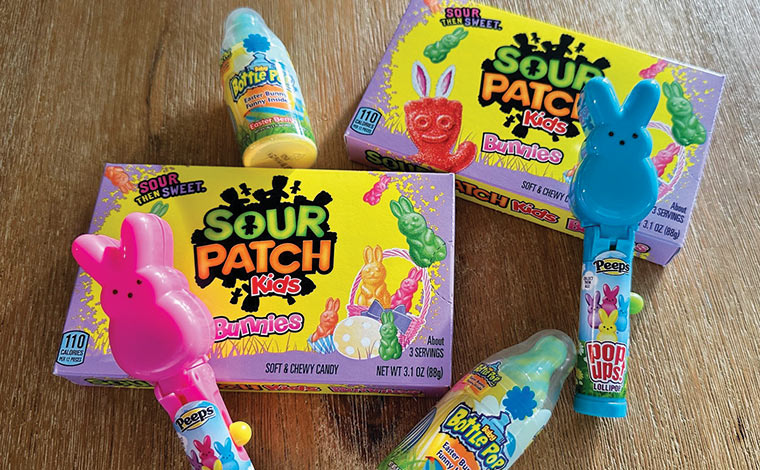 人気のお菓子「サワーバッチキッズ」Box 1.29ドル, Bunny pop ups 1.99ドル, Bottle pop 1.29ドル