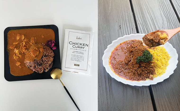 左 やんばる鶏入りチキンカレー 1,050円、右 和牛と赤ワインのキーマカレー 1,800円