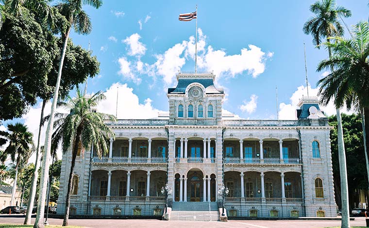 イオラニ宮殿　<br />
写真提供： Hawaii Tourism Authority (HTA) / Ben Ono