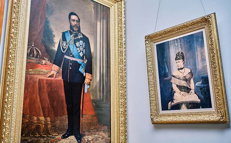 イオラニ宮殿に展示しているカラカウア王の肖像画<br />
写真提供：Hawaii Tourism Authority (HTA) / Ben Ono