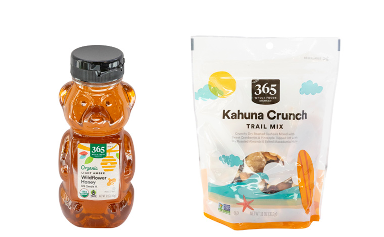 はちみつ6.99ドル、カフナクランチトレイルミックス8.69ドル