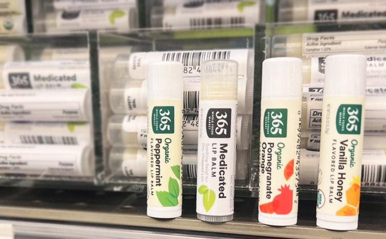 365 by Whole Foods Marketのリップバーム 各2.49ドル